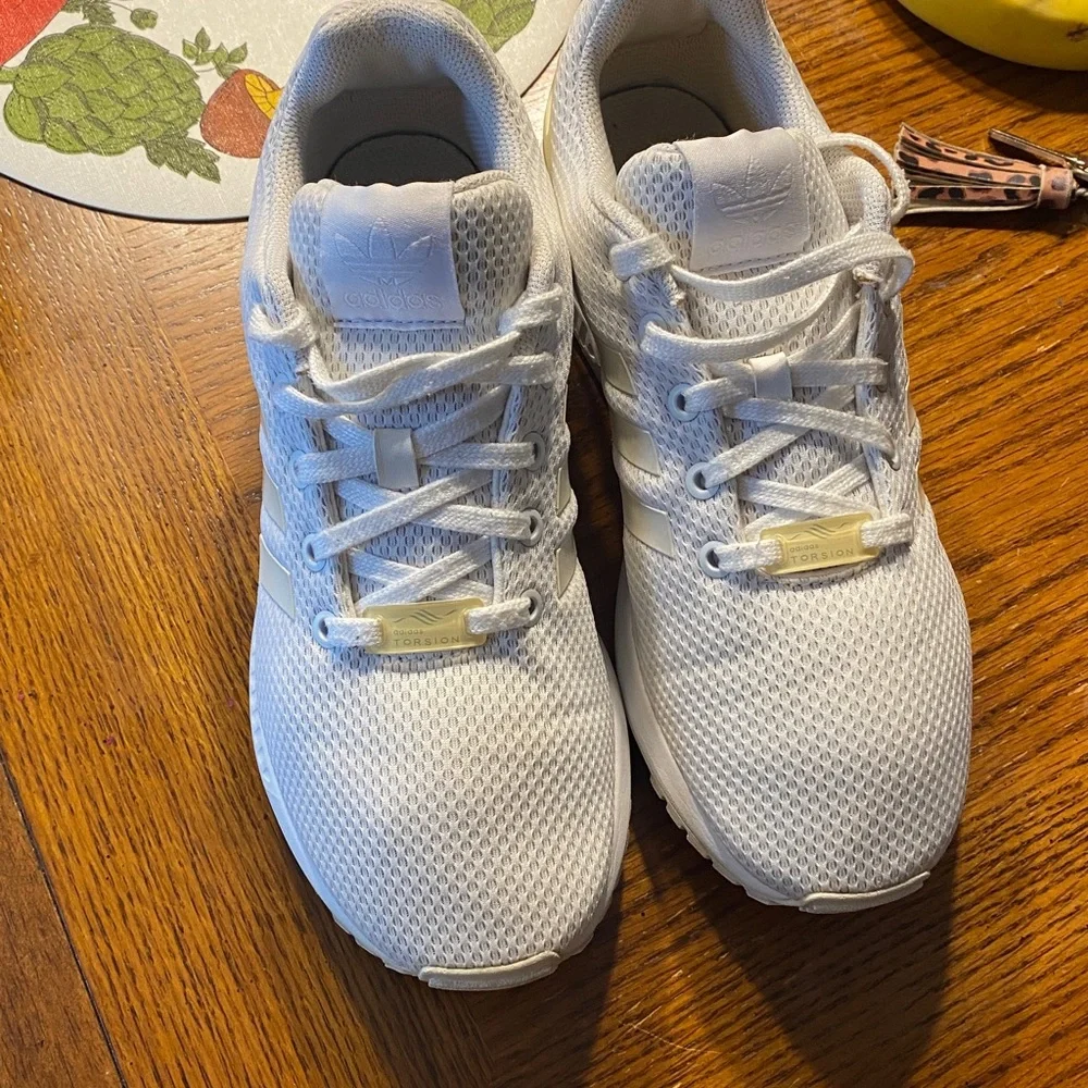 Adidas ZX Flux Torsion Mens Sz 7 Triple White Shoes Low Top